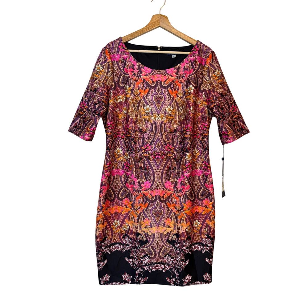 Tommy Hilfiger Paisley Floral Sheath Dress 14 Multicolor Boho Art to Wear NWT